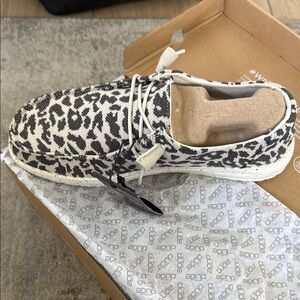 Hey Dude Black and White Slip-On Flats